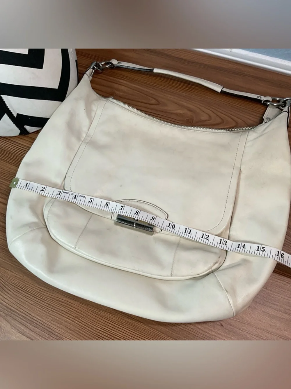 Coach Kristin F22309 Ivory Leather Hobo Shoulder Bag Large Purse
